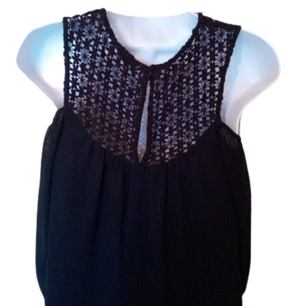 Black Lacy Blousy Gauzy Top XS